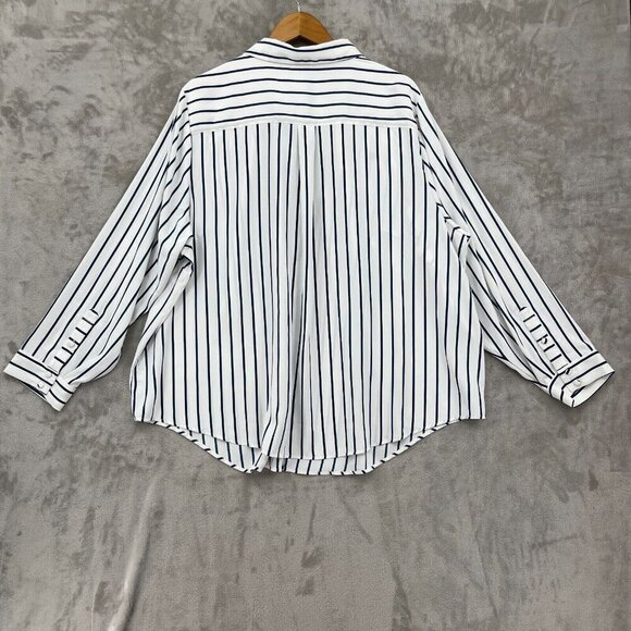 Torrid Madison Georgette Button Up Long Sleeve Shirt Striped - Picture 6 of 15